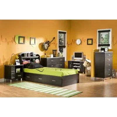 Black Onyx Twin-Size Bookcase Headboard