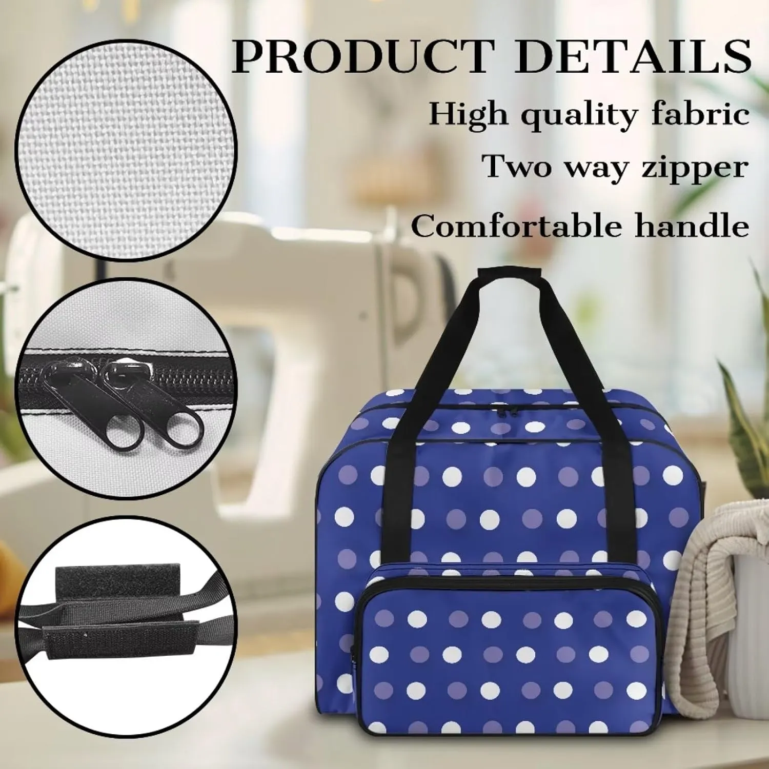 Blue Dot Craft Bag Organizer Tote Bag Sewing Accessories Organizer Craft Supplies Carrier Organizer Crochet Bag