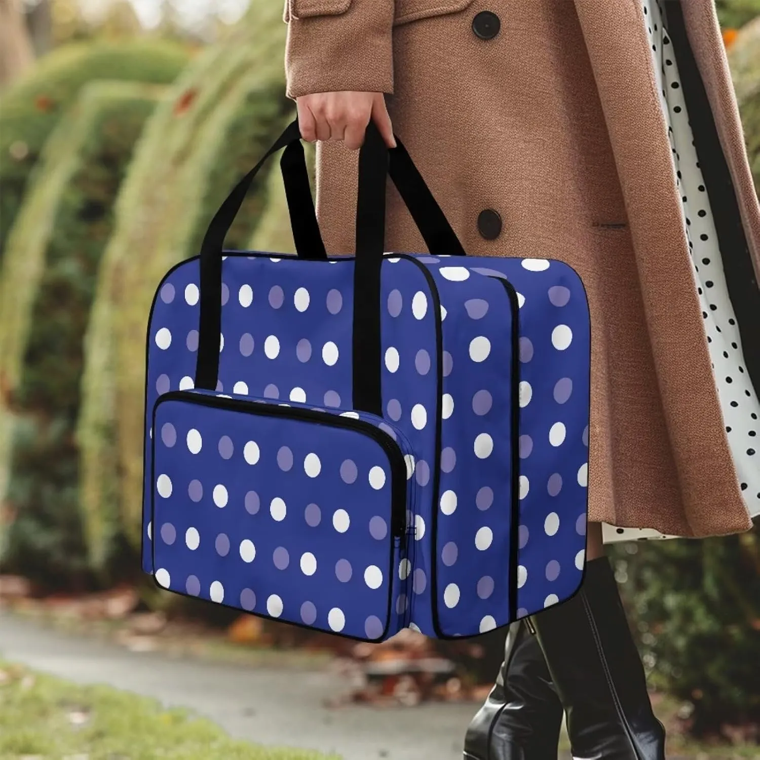 Blue Dot Craft Bag Organizer Tote Bag Sewing Accessories Organizer Craft Supplies Carrier Organizer Crochet Bag