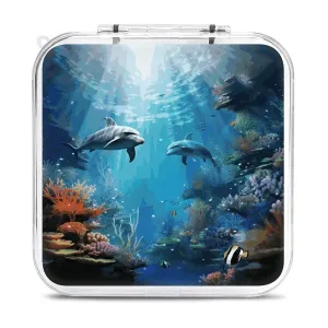 Blue Ocean Underwater Fish Switch Game Case Switch Game Holder Cartridge Case Storage 12 Games & 2 Micro Sd Card Slots, Travel Carry Cases, Portable Games Card Storage, Hard Shell, Buckle Closure