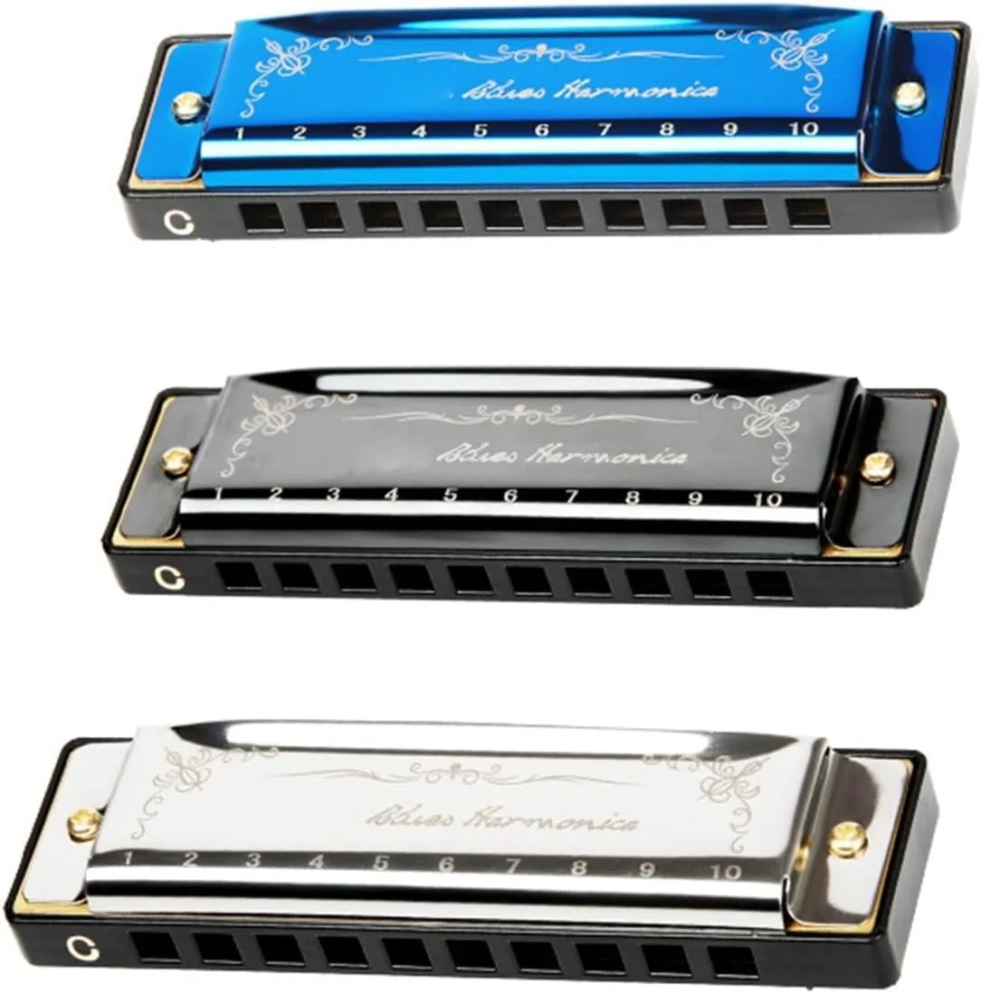 Blues 10 hole C harmonica beginner blues instrument(Gold)