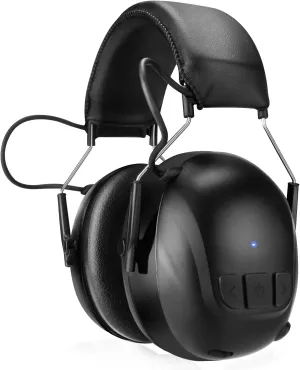 Bluetooth 5.4 Hearing Protection with 120H Working Time, 30dB Safety Earmuffs, Rechargeable Ear Protection Headphones with Mic for Mowing, Workshops, Construction, Snowblowing, Black