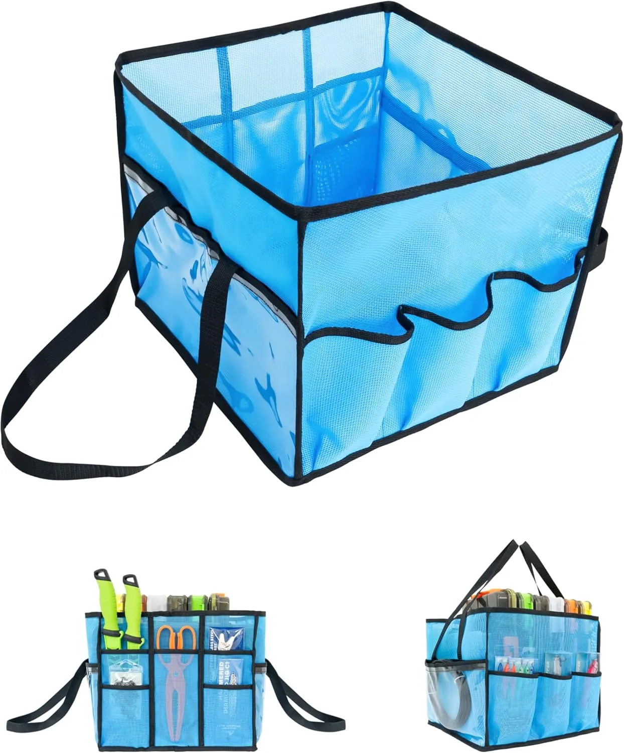 BLUEWING Tackle Organizer Mesh Storage Fishing Bag Pouches Portable for Fish Lures, Tools and Accessories, 13x13x12in