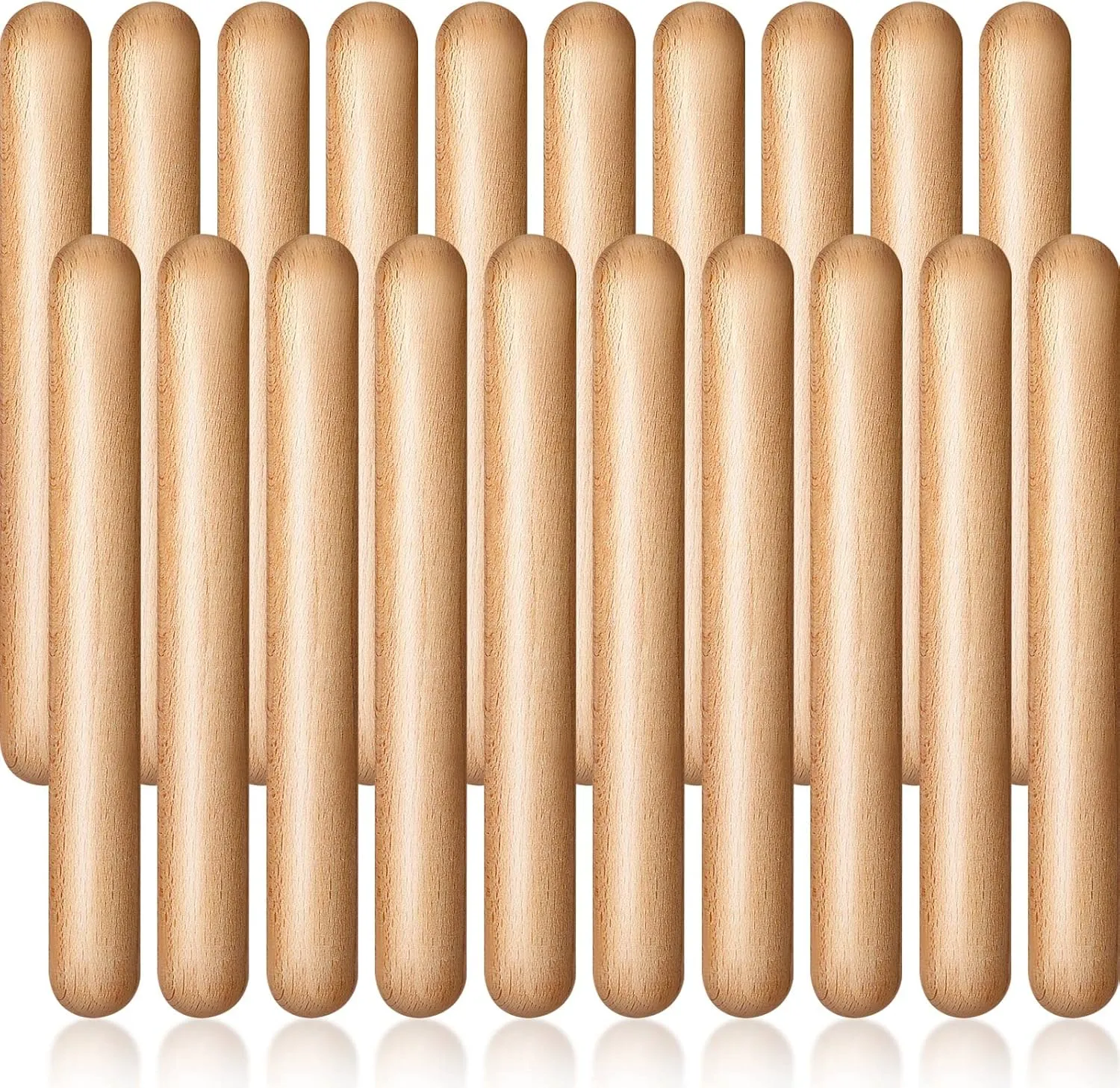 Boao 20 Pcs 8 Inch Music Rhythm Sticks for Kids Bulk, Music Lummi Sticks with Carry Bag, Classical Wood Claves Musical Percussion Instrument Drumsticks Classroom School Perform Show Set