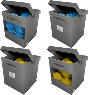 BOBBLE   PUFF Yarn Storage & Organizer, 4 Pack Foldable Fabric Cubes, Reinforced Handles & Side Labels, Home Storage Bins With Lids Shelf Organizer for Knitting & Crochet Accessories 10.5 X 10.5 X 11