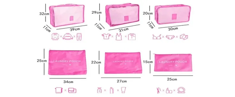 Bolsas de Viagem Conjunto para Organizar Mala