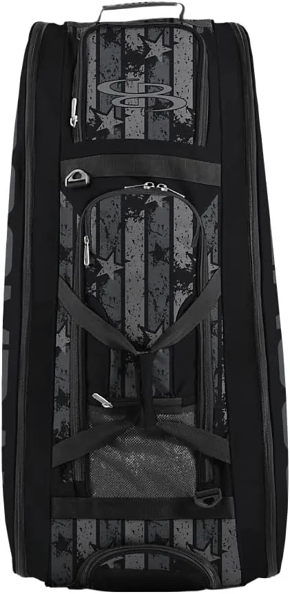 Boombah Beast Rolling Bat Bag 2.0-40" x 14" x 13" - USA Freedom Black Ops Black/Charcoal - Holds 8 Bats, Glove and Shoe Compartments