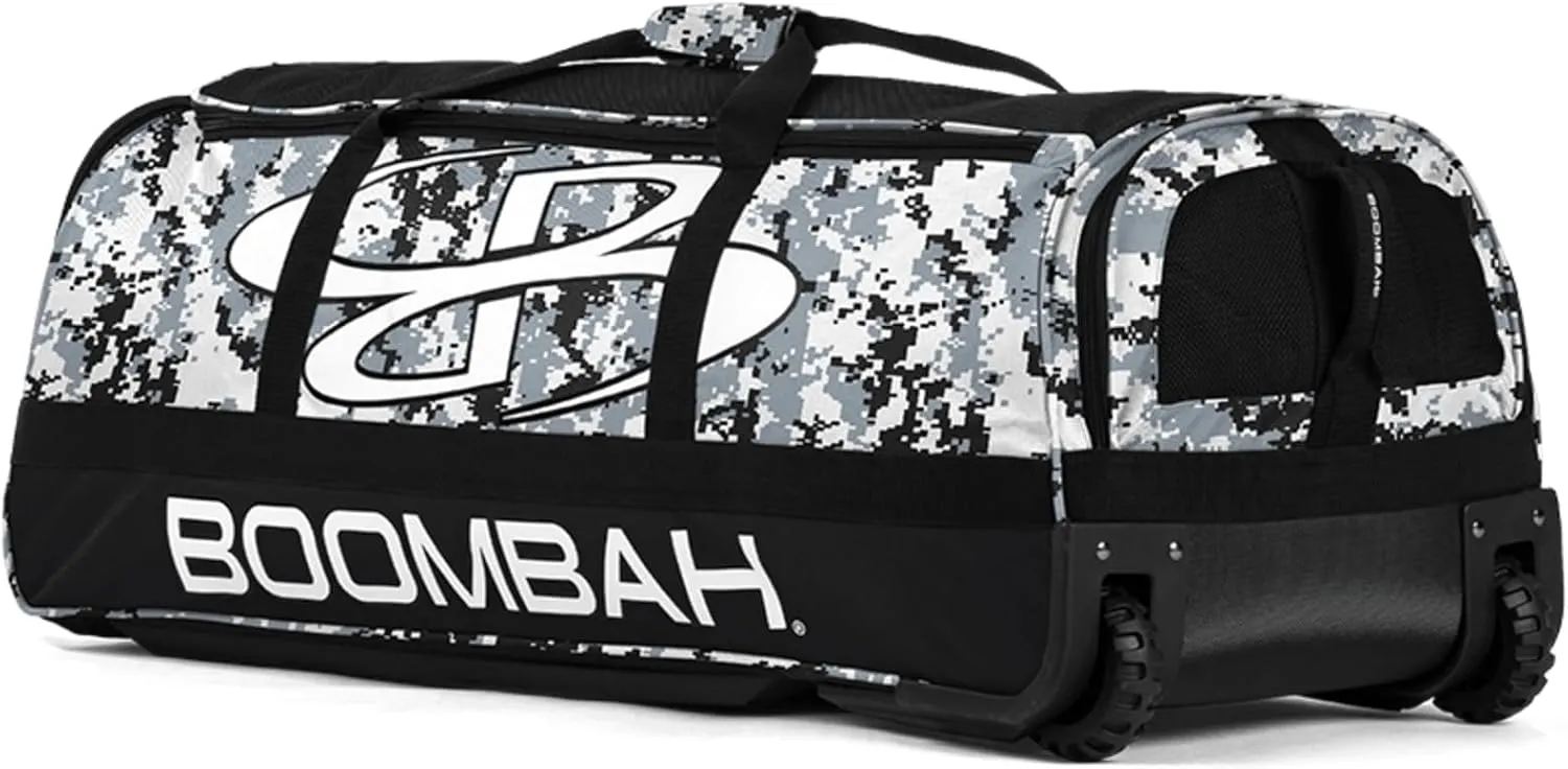 Boombah Brute Rolling Bat Bag - 35" x 15" x 12-1/2" - Digital Camo - Holds 4 Bats and Room for Gear - Wheeled Bag