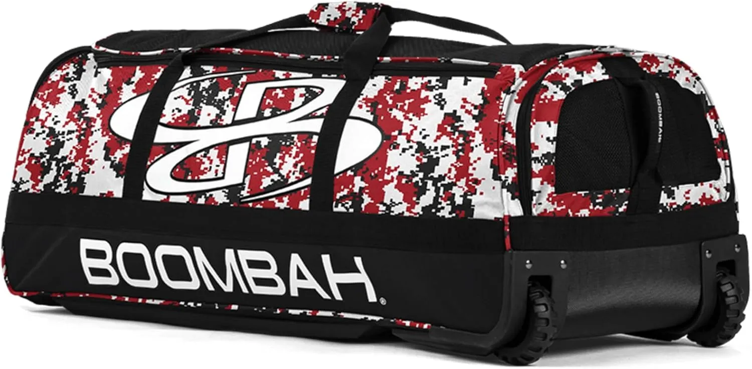 Boombah Brute Rolling Bat Bag - 35" x 15" x 12-1/2" - Digital Camo - Holds 4 Bats and Room for Gear - Wheeled Bag