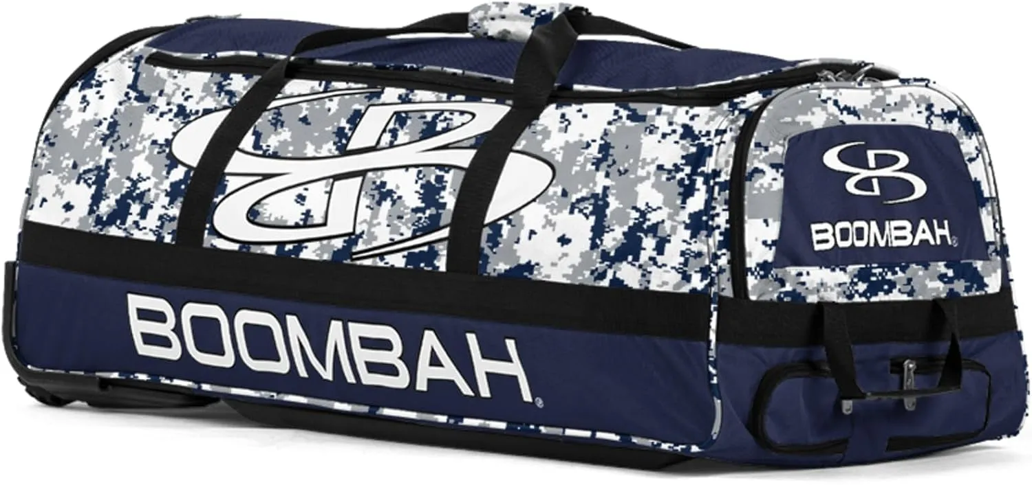 Boombah Brute Rolling Bat Bag - 35" x 15" x 12-1/2" - Digital Camo - Holds 4 Bats and Room for Gear - Wheeled Bag
