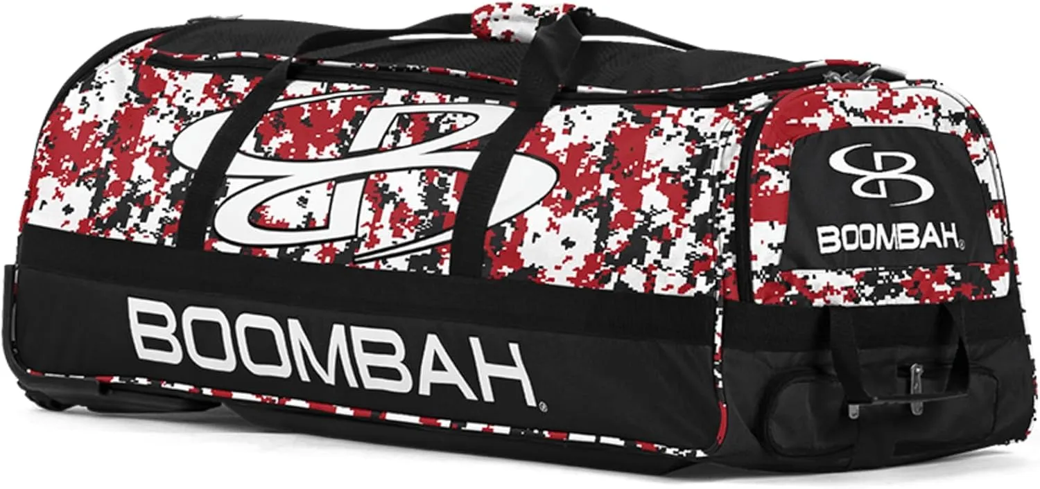 Boombah Brute Rolling Bat Bag - 35" x 15" x 12-1/2" - Digital Camo - Holds 4 Bats and Room for Gear - Wheeled Bag
