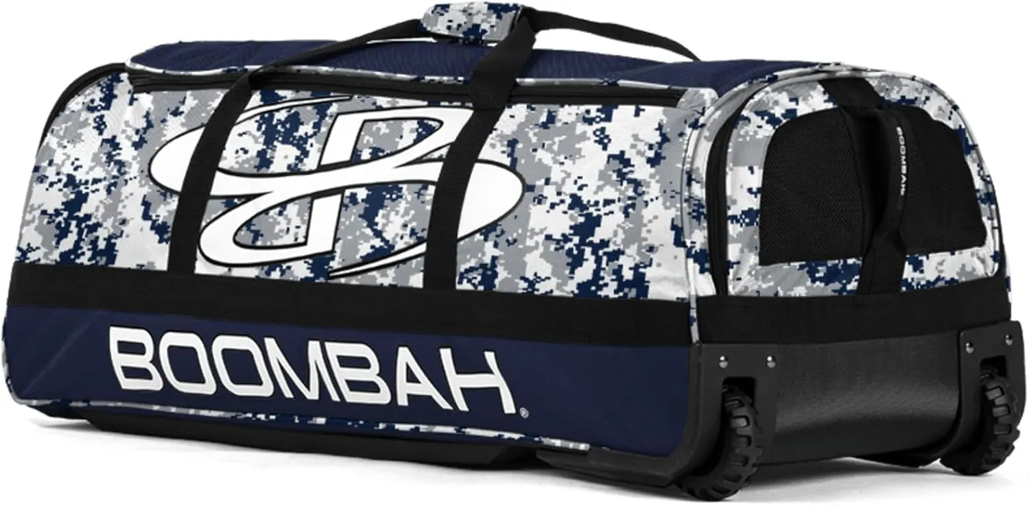Boombah Brute Rolling Bat Bag - 35" x 15" x 12-1/2" - Digital Camo - Holds 4 Bats and Room for Gear - Wheeled Bag