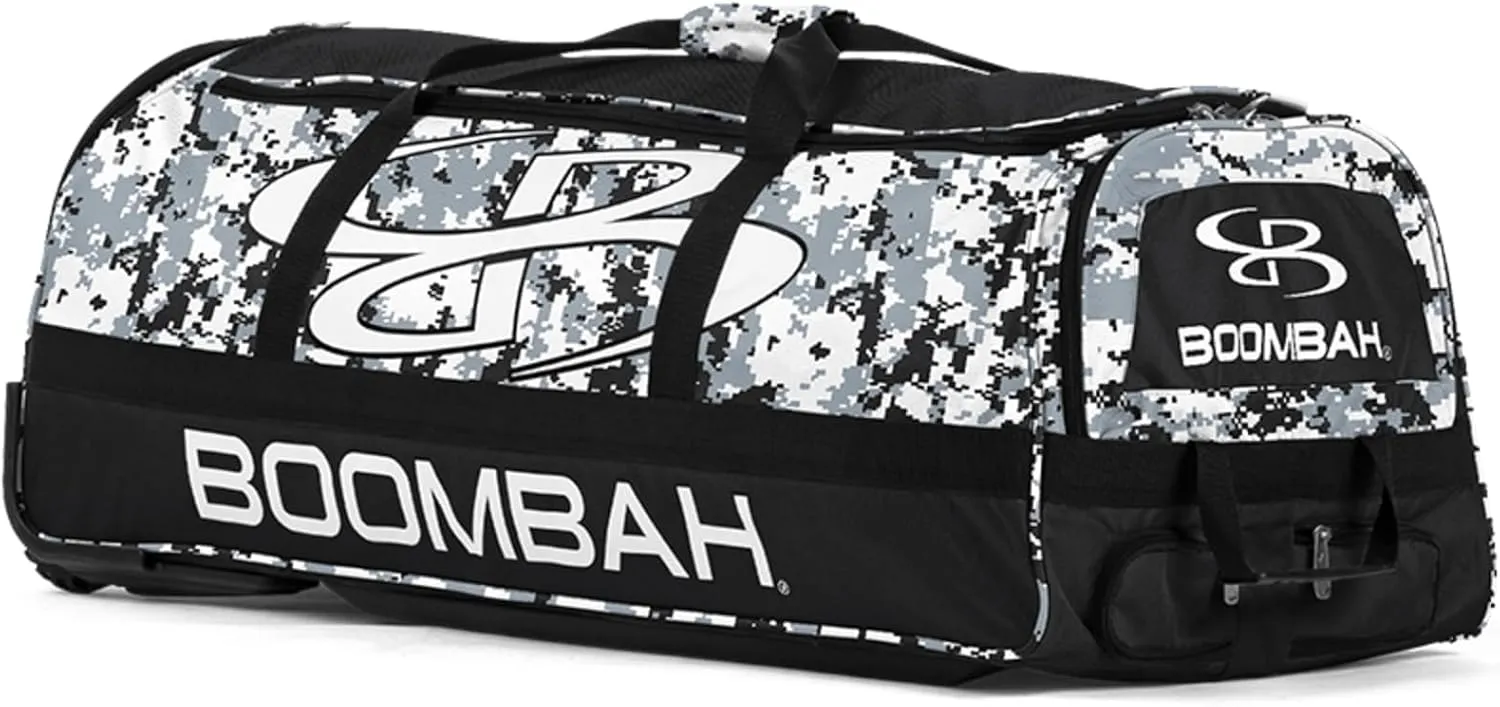 Boombah Brute Rolling Bat Bag - 35" x 15" x 12-1/2" - Digital Camo - Holds 4 Bats and Room for Gear - Wheeled Bag