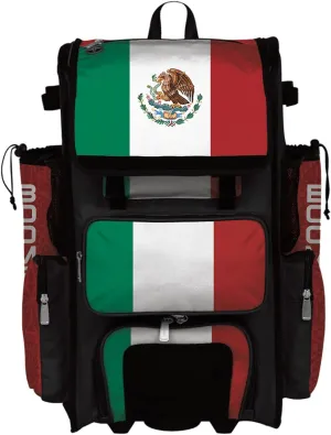 Boombah Rolling Superpack 2.0 Baseball/Softball Gear Bag - 23-1/2" x 13-1/2" x 9-1/2" - Mexico Kelly Green/Red/White - Telescopic Handle - Holds 4 Bats - Wheeled Version