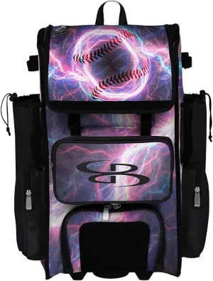 Boombah Rolling Superpack 2.0 Baseball/Softball Gear Bag - 23-1/2" x 13-1/2" x 9-1/2" - The Natural 2.0 Multi - Telescopic Handle - Holds 4 Bats - Wheeled Version