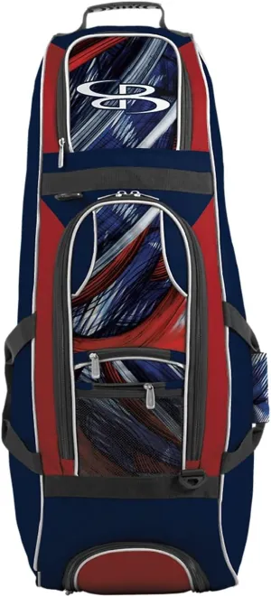 Boombah Spartan Rolling Bat Bag 2.0 USA Wave - 38" x 12-1/2" x 12" - Navy/Red/White - Holds 4 Bats and Much More