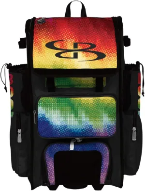 Boombah Superpack Hybrid Rolling Bat Bag - PIxelpop Bat Pack Multicolor - Wheeled & Backpack Version