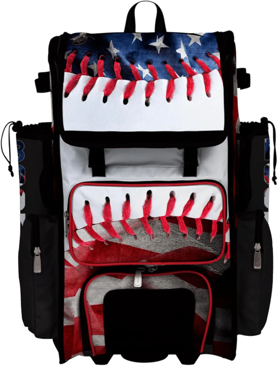 Boombah Superpack Hybrid Rolling Bat Bag - Wheeled & Backpack Version - USA Baseball Represent Red/Royal Blue/White