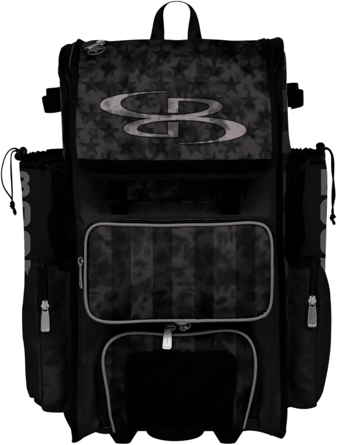Boombah Superpack Hybrid Rolling Bat Bag - Wheeled & Backpack Version - USA Defend Black/Steel