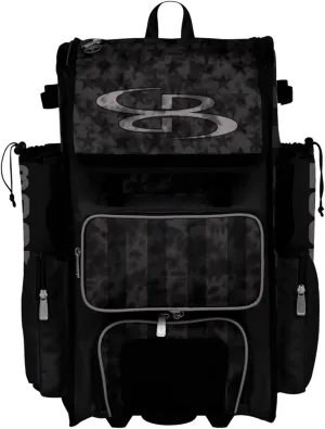 Boombah Superpack Hybrid Rolling Bat Bag - Wheeled & Backpack Version - USA Defend Black/Steel