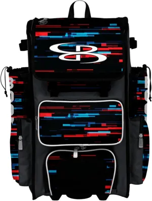 Boombah Superpack Hybrid Rolling Bat Bag - Wheeled & Backpack Version - USA Rush Black/Charcoal/White