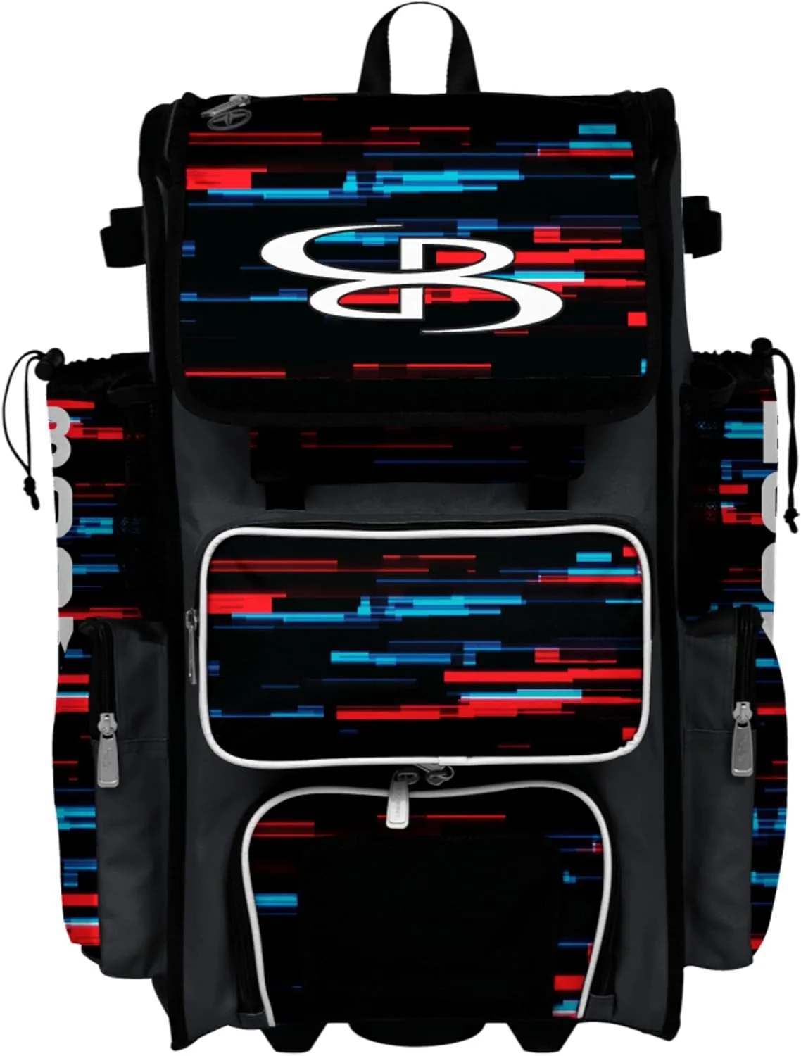 Boombah Superpack Hybrid Rolling Bat Bag - Wheeled & Backpack Version - USA Rush Black/Charcoal/White