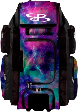 Boombah Superpack XL Rolling Bat Bag - 36" x 16" x 23.5" - Telescopic Handle - Holds 8 Bats - Wheeled Version - Nebula 2 Multi