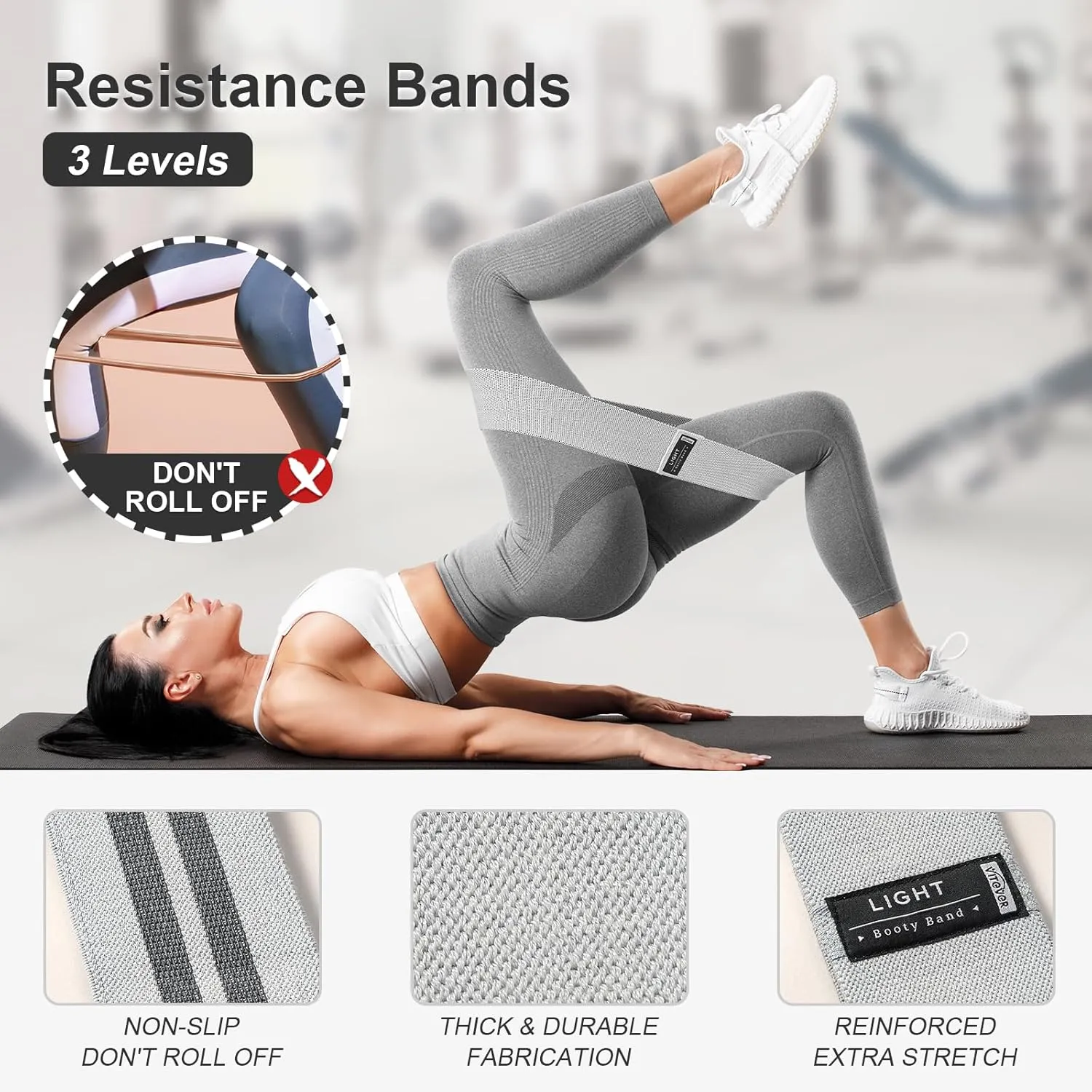 Booty Bands Set, Resistance Bands for Working Out, Exercise Bands for Women and Men Legs and Butt, Stretch Bands for Pilates, Yoga Starter Set