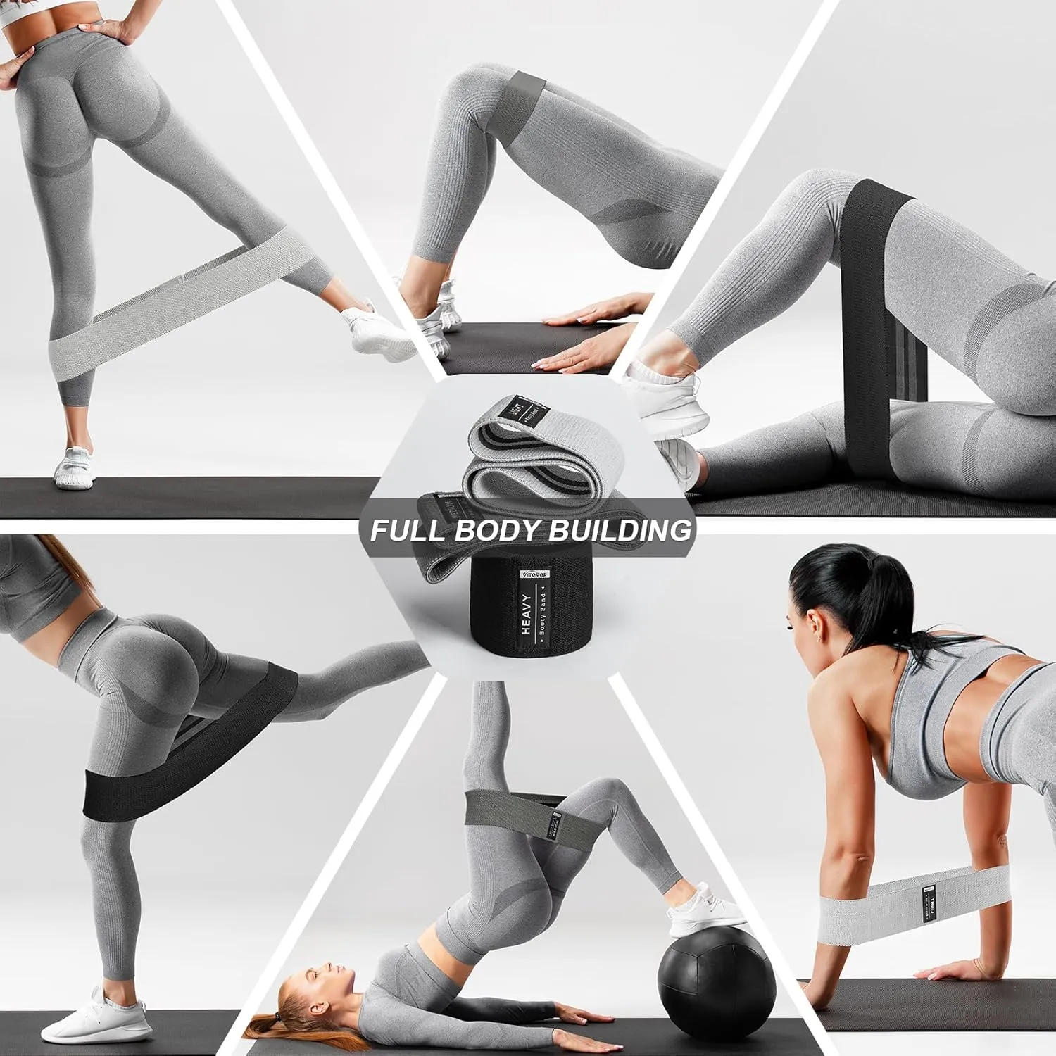 Booty Bands Set, Resistance Bands for Working Out, Exercise Bands for Women and Men Legs and Butt, Stretch Bands for Pilates, Yoga Starter Set