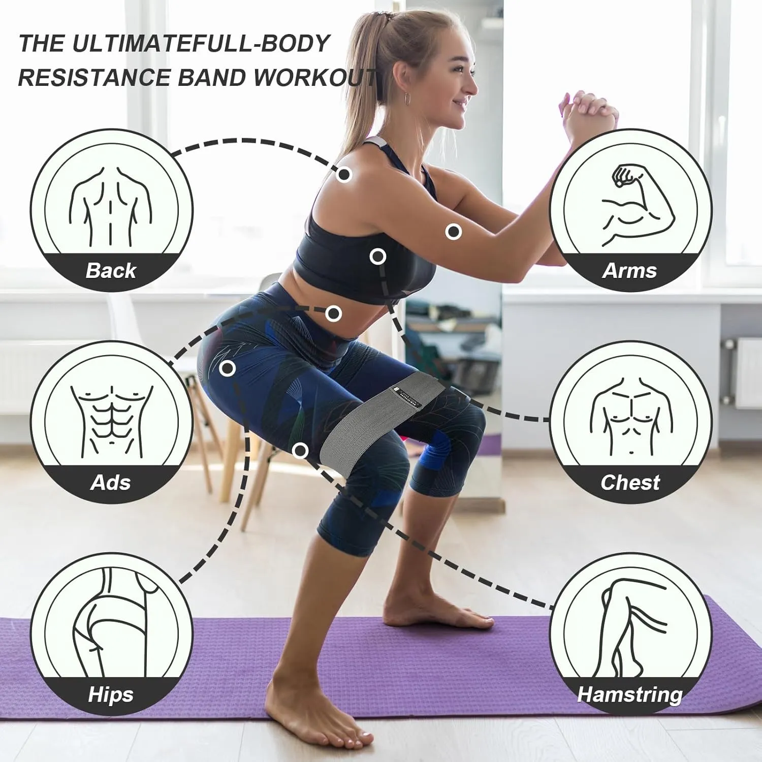 Booty Bands Set, Resistance Bands for Working Out, Exercise Bands for Women and Men Legs and Butt, Stretch Bands for Pilates, Yoga Starter Set