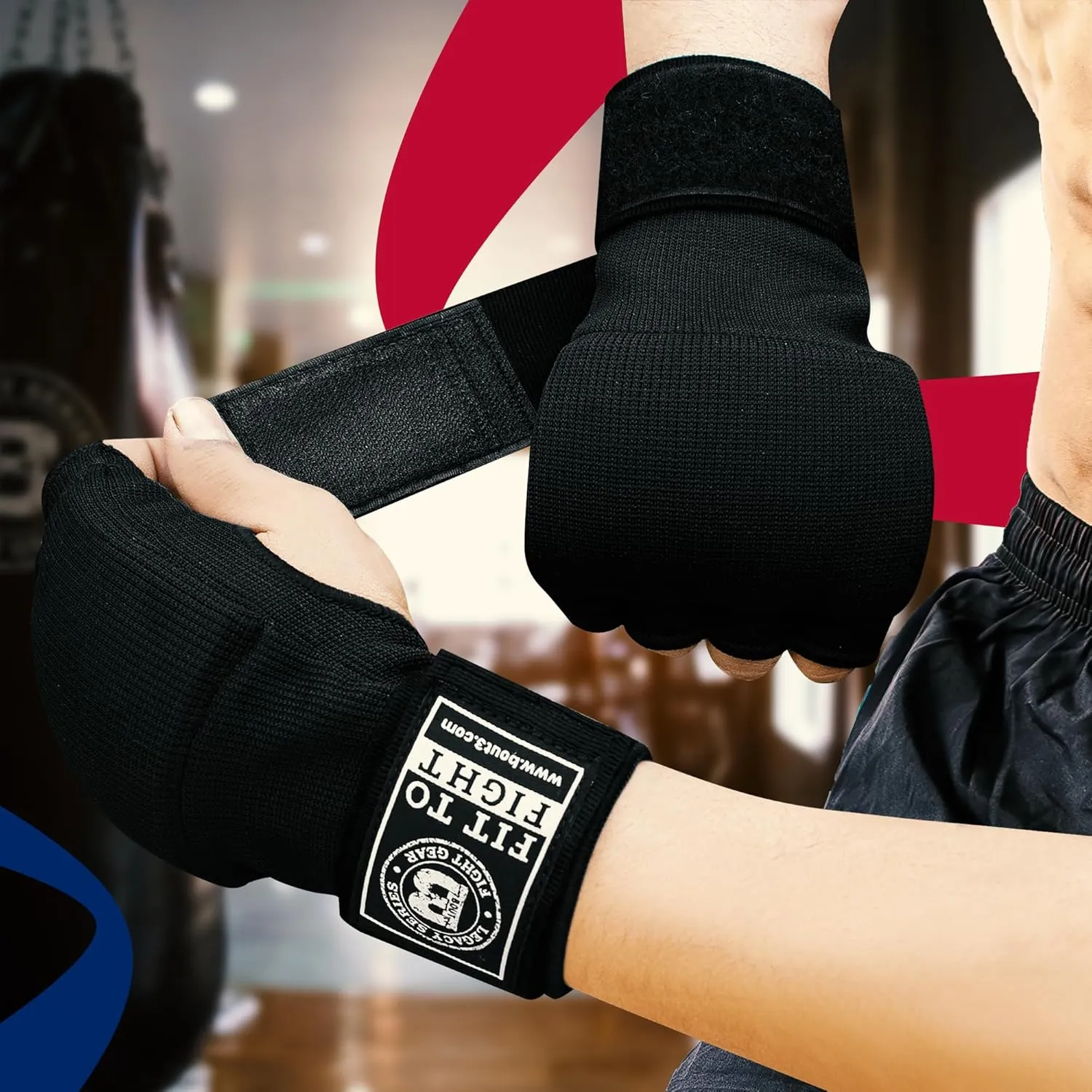 Bout3® Gel Boxing Handwraps for Men & Women - Inner Gloves with Gel Padding for Wrist Support, Comfort, 80cm Long Straps, Impact Protection - Ideal for Boxing, MMA, Kickboxing, Training