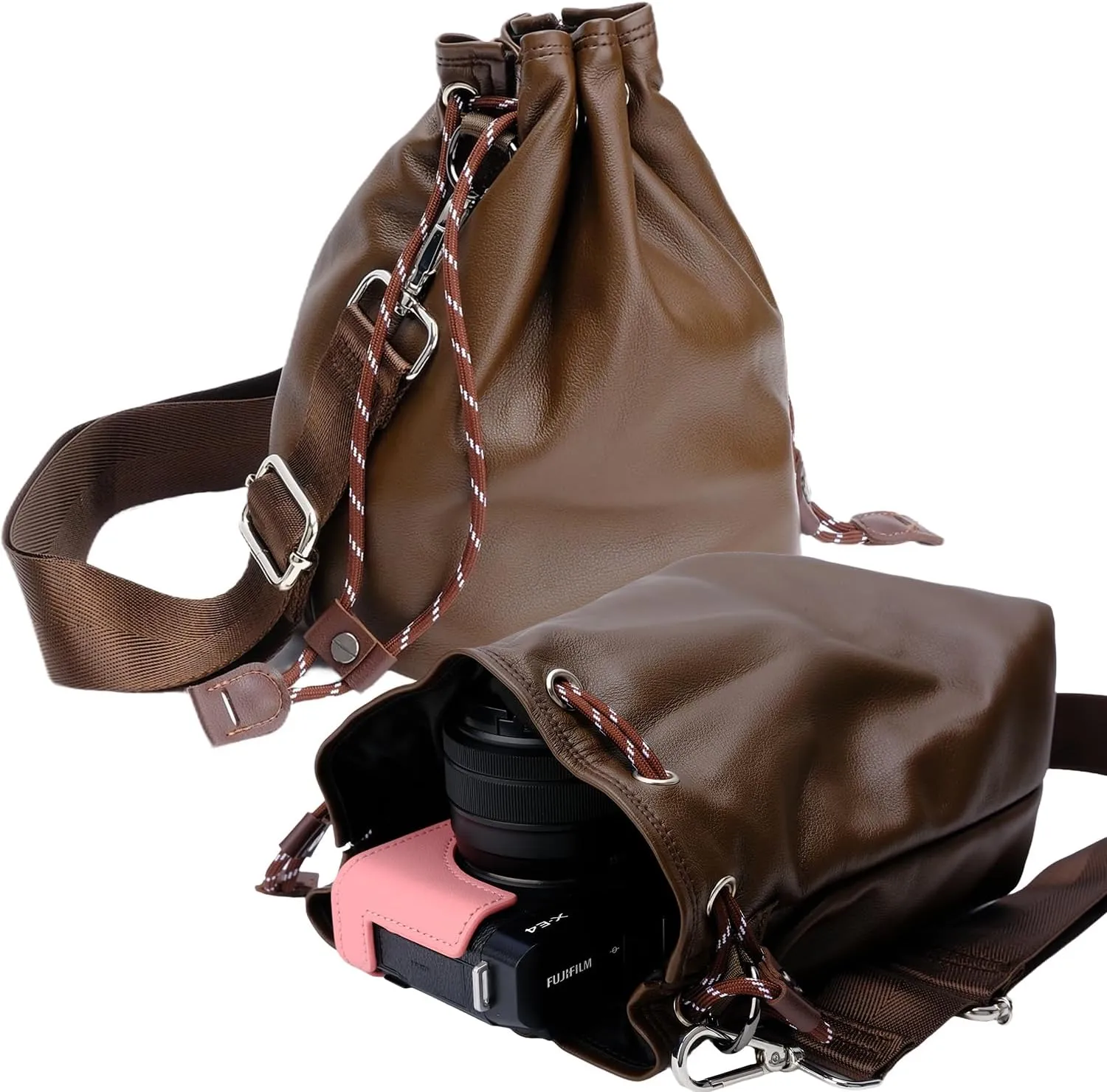 Bowan Small Camera Bag,Camera casing bag,Soft Cute Camera Pouch Handbag compatible with Mirrorless Cameras/Nikon/Canon/Sony/Fuji Camera Case (coffee, Small)