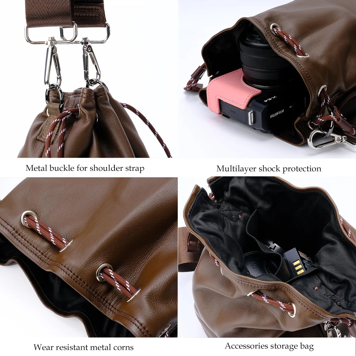 Bowan Small Camera Bag,Camera casing bag,Soft Cute Camera Pouch Handbag compatible with Mirrorless Cameras/Nikon/Canon/Sony/Fuji Camera Case (coffee, Small)