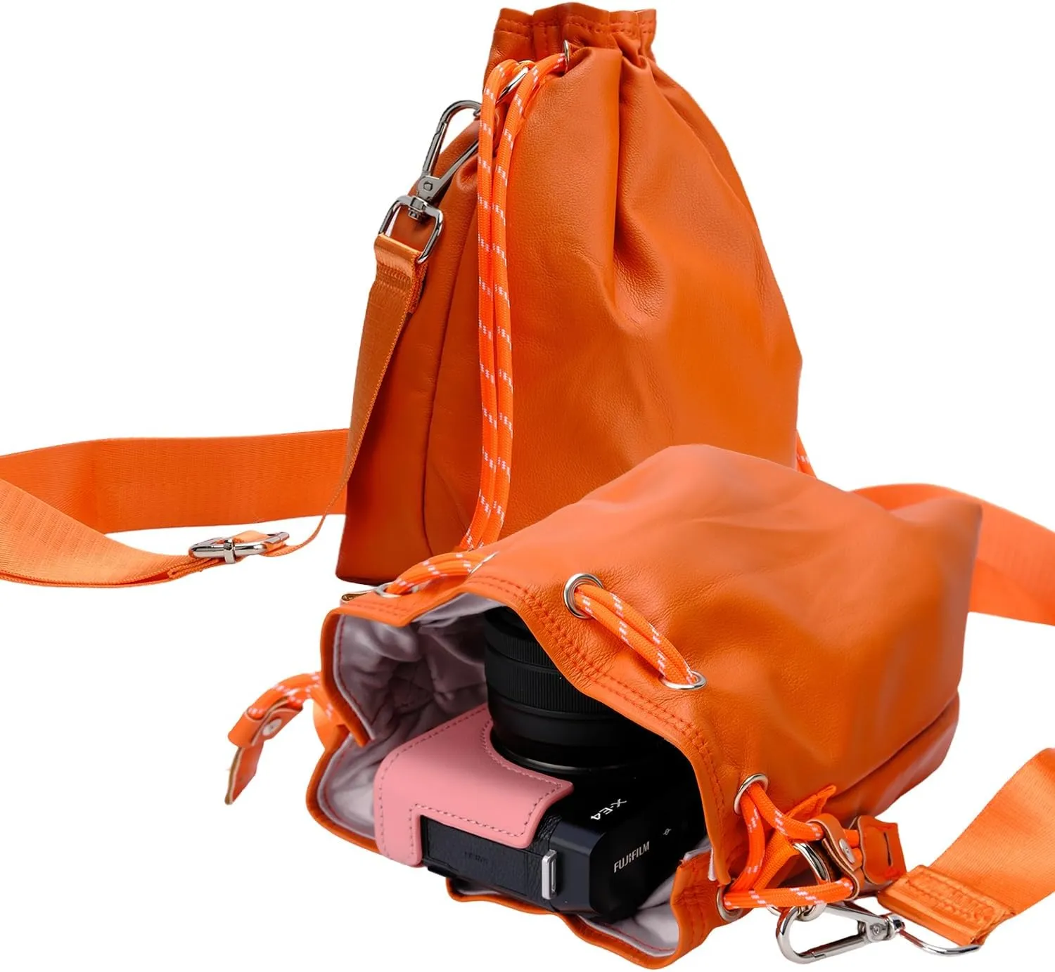 Bowan Small Camera Bag,Camera casing bag,Soft Cute Camera Pouch Handbag compatible with Mirrorless Cameras/Nikon/Canon/Sony/Fuji Camera Case (orange, Medium)