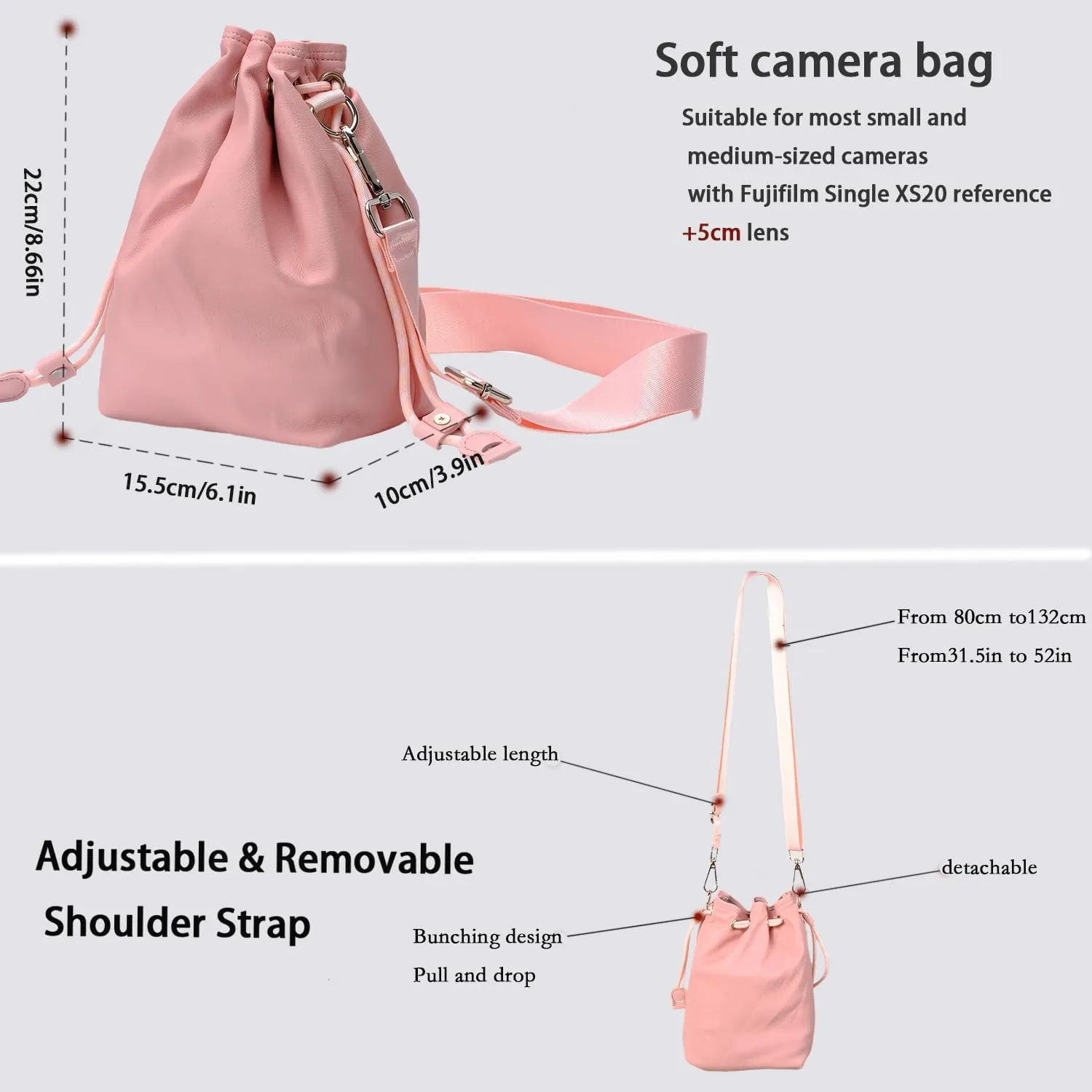 Bowan Small Camera Bag,Camera casing bag,Soft Cute Camera Pouch Handbag compatible with Mirrorless Cameras/Nikon/Canon/Sony/Fuji Camera Case (pink, Small)