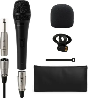 Bowens Dynamic Mic XLR – Wired Karaoke Microphone with 15ft Cable, Handheld Vocal Microphone for Singing, Dj, Podcasting, and PA Systems, Complete 7 Piece Microfono Kit