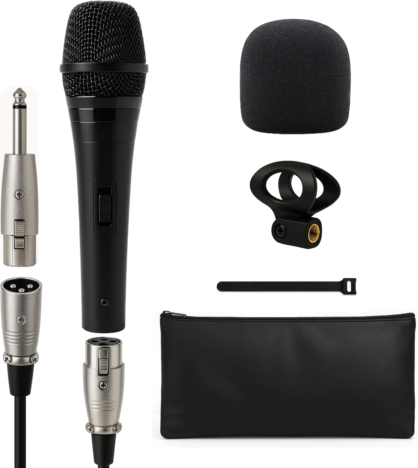 Bowens Dynamic Mic XLR – Wired Karaoke Microphone with 15ft Cable, Handheld Vocal Microphone for Singing, Dj, Podcasting, and PA Systems, Complete 7 Piece Microfono Kit