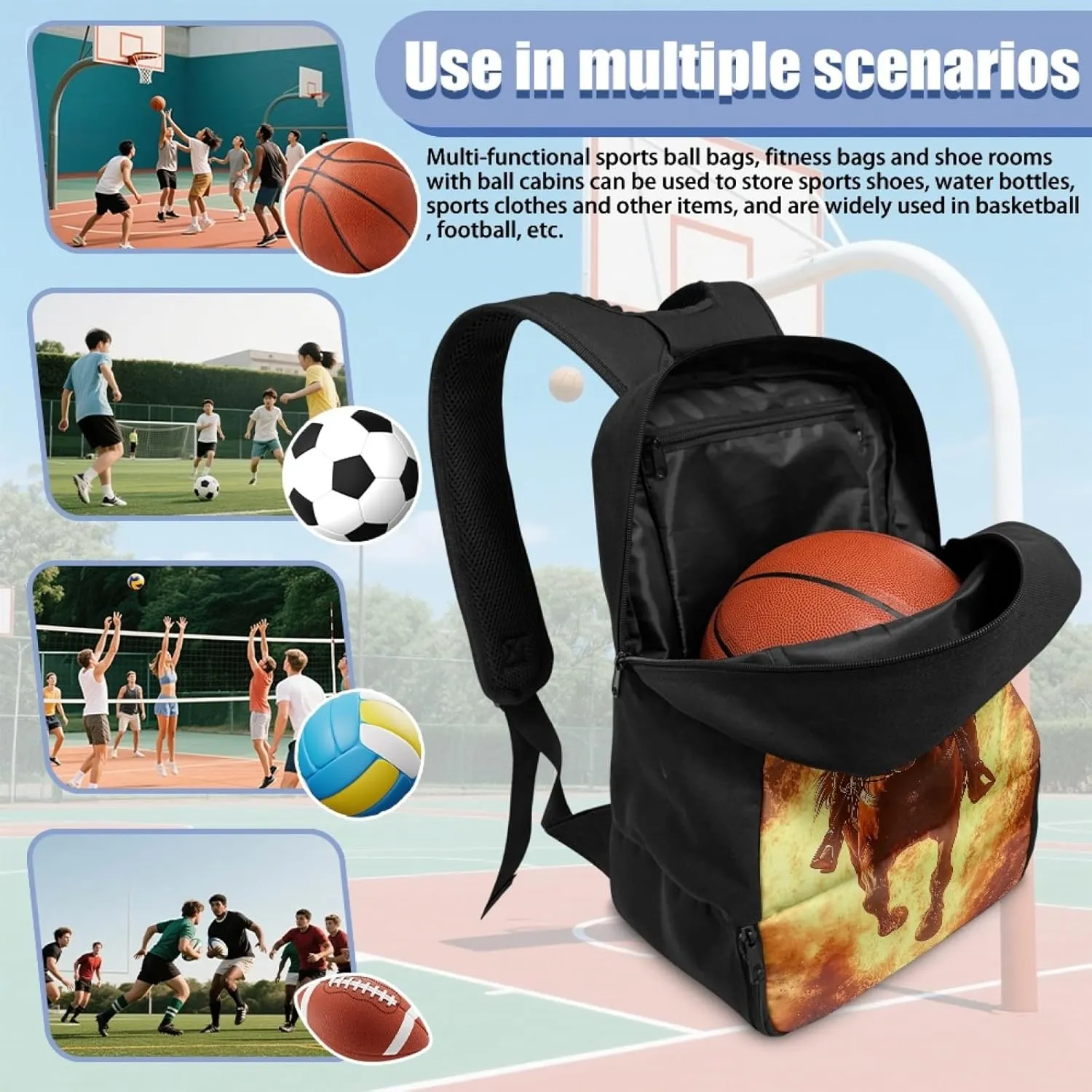 Boys Equipment Bag with Shoe Compartment for Kids Sports Backpack