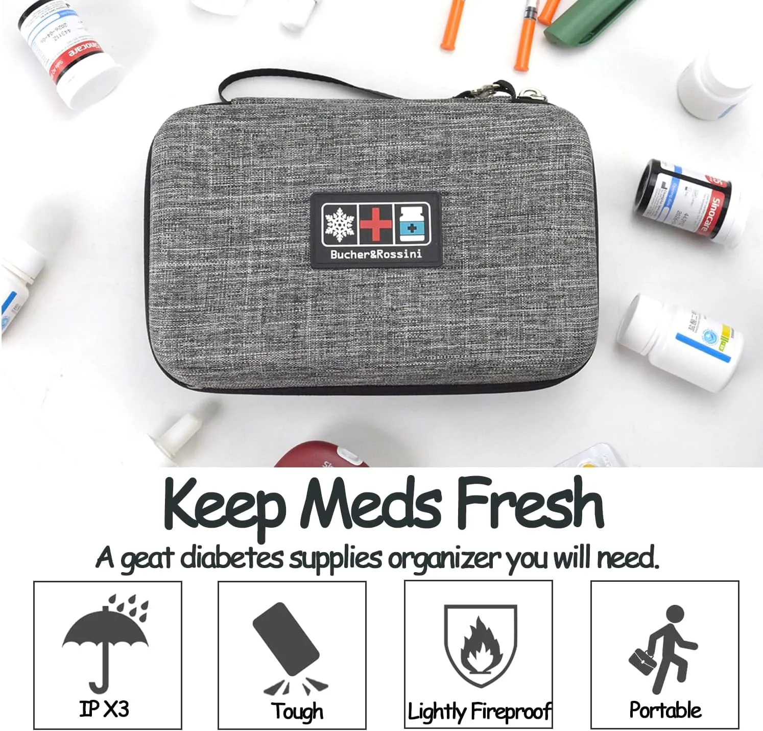 Bucher&Rossini Insulin Cooler Travel Case, Refrigerated Insulin Supplies Orangizer Long Cooling Effect Daily Companion Cooler Case for Diabetes