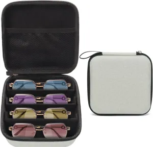 Bukere Travel Sunglasses Organizer Case Adjustable Slot For Multiple Eyeglasses Hard-shell Portable Storage Box for Men Women