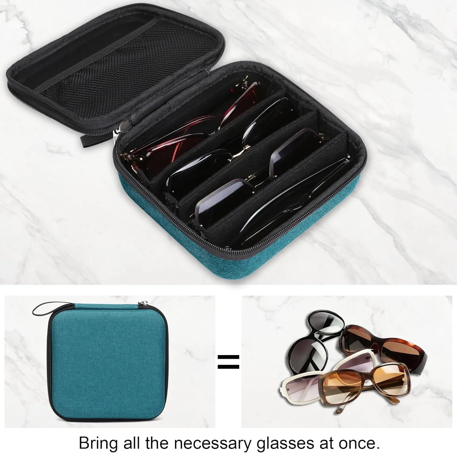 Bukere Travel Sunglasses Organizer Case Adjustable Slot For Multiple Eyeglasses Hard-shell Portable Storage Box for Men Women