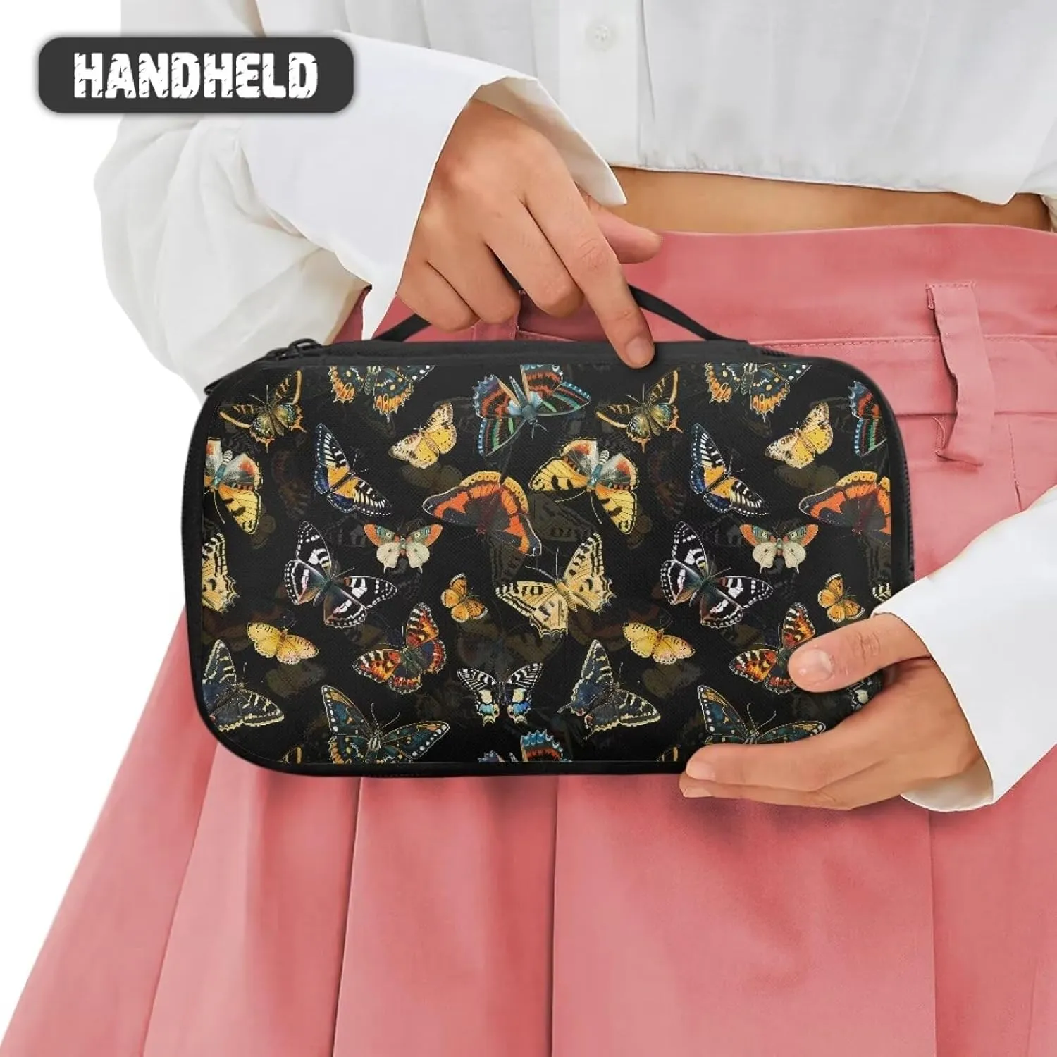 Butterfly Makeup Cases Cosmetic Organizer Bag Make Up Traveling Organizer Bag for Women Lightweight Brush Holder Storage Gift for Daughters,Granddaughters,Girlfriends