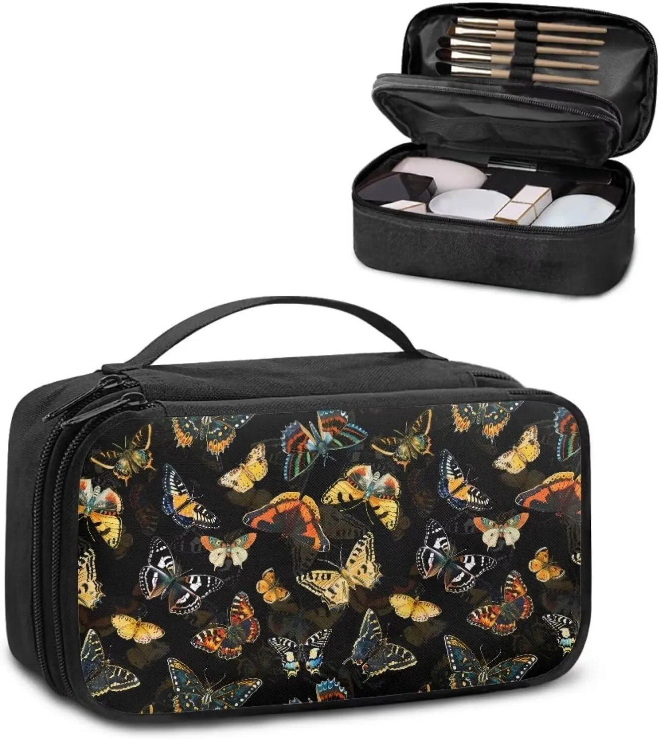 Butterfly Makeup Cases Cosmetic Organizer Bag Make Up Traveling Organizer Bag for Women Lightweight Brush Holder Storage Gift for Daughters,Granddaughters,Girlfriends