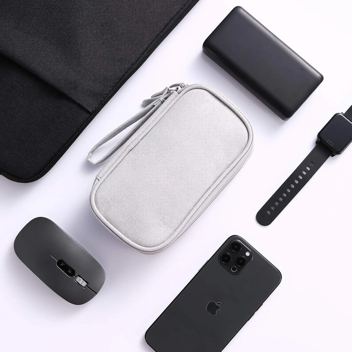 Cable Charger Organizer Bag, Medium Travel Case Pouch for Electronics & Accessories (Light Grey, Medium)
