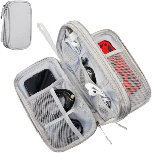 Cable Charger Organizer Bag, Medium Travel Case Pouch for Electronics & Accessories (Light Grey, Medium)