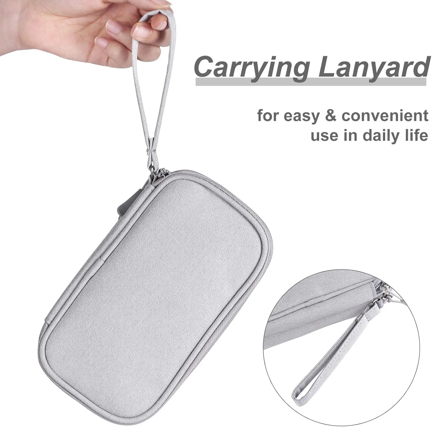 Cable Charger Organizer Bag, Medium Travel Case Pouch for Electronics & Accessories (Light Grey, Medium)