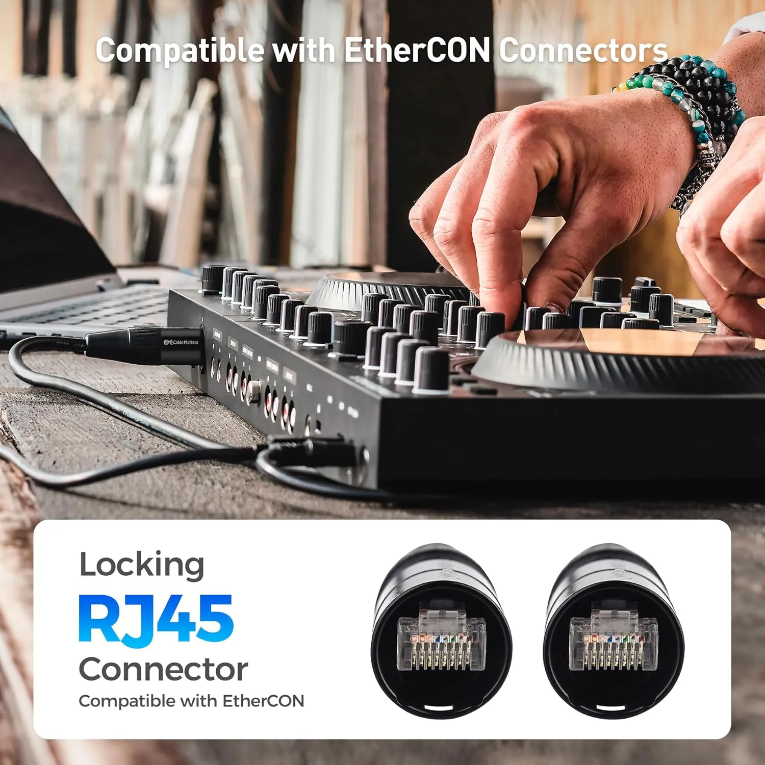 Cable Matters Long Shielded Cat6 Ethernet Cable Compatible with EtherCON RJ45 Connectors in Black - 150 ft for Professional Audio, Video, and Networking Applications