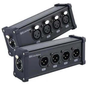 Cable Matters Multi Network XLR Cable 4 Channel Breakout Kit Pair with 2 Boxes (XLR Splitter Boxes Pair with 4X Male XLR Box and 4X Female XLR Box) Compatible with EtherCON Connector, Black