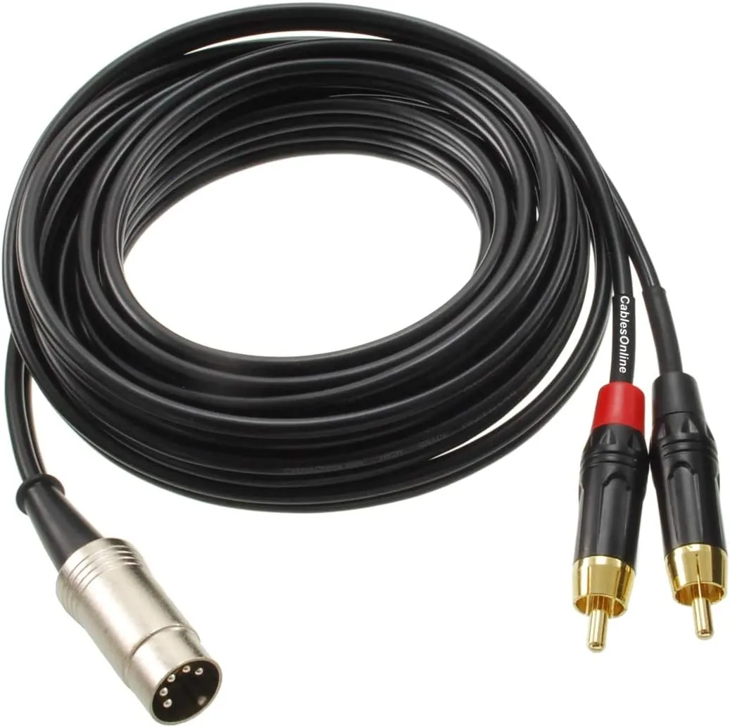CablesOnline 12ft 5-Pin Din Male to 2-RCA Male Professional Premium Grade Audio Cable for Bang & Olufsen, Naim, Quad...Stereo Systems (BO-212G)