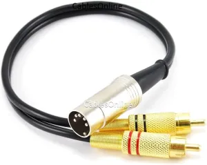 CablesOnline 1ft 5-Pin Din Male to 2-RCA Male Professional Grade Audio Cable for Bang & Olufsen, Naim, Quad...Stereo Systems (BO-201K)